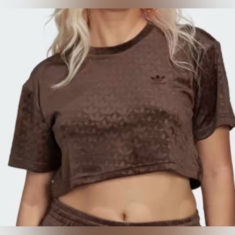 Adidas Cropped Velvet Monogrammed Tee